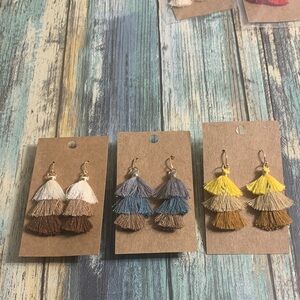 Colorful Tassel Earrings Set of 3